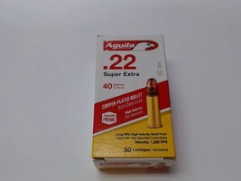 Aguila Super Extra High Velocity 22 LR 40 GR Copper Plated Solid Point 50rd box 