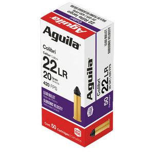 Aguila Ammunition Colibri .22LR 420fps. 20 Grain Lead Round Nose Brass Case 