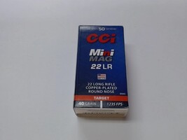 CCI MINI-MAG 22 LONG RIFLE AMMO 40 GRAIN COPPER PLATED ROUND NOSE - 3050CC 