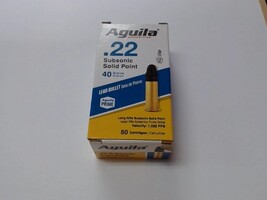 Aguila Ammunition Standard Subsonic .22 Long Rifle 40 Grain Solid Point Brass Ca