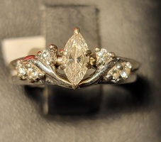 14KT White Gold Marquise Wedding Set 