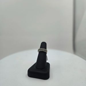 Ladie's 14kt White Gold Band with White And Black Diamonds