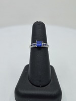 10kt Ladies White Gold Evening Ring w/ Blue Accent Stones