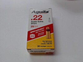 Aguila Super Extra High Velocity 22 Short 29 gr Copper-Plated Solid Point 50 Bx/