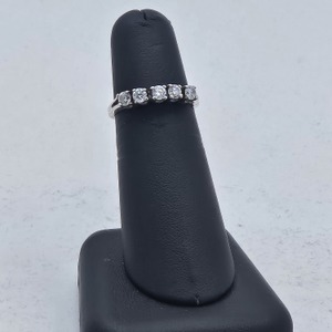 Ladies 5-Stone Sterling/CZ Band 3.45g Size 8