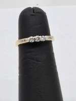 14k Yellow Gold 3-Stone Promise Ring, 3- Round Diamonds Flanked by 6 Channel Set