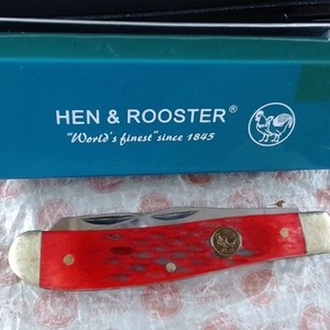 Hen & Rooster 42-RPB Trapper Folding Knife Red Pickbone Knife