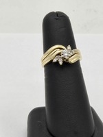  14k Yellow Gold 2-Piece Interlocking Diamond Wedding Set, 5.2g, Size 6.5