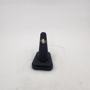  Ladies 14k Yellow Gold Marquee Shape Opal Ring Set W/ 2- Accent Diamonds