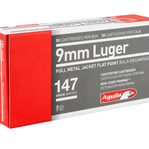 Aguila 9mm Luger Ammo 147 Grain Full Metal Jacket Flat Point