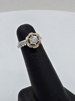 Zales Disney Princess 14kt 2-Tone Halo Style Wedding Set 1cttw, .75ct Center