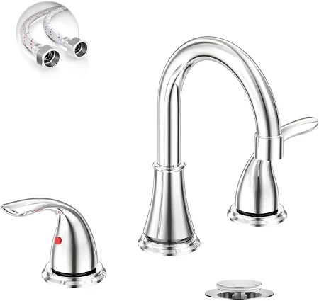 Phiestina 2-Handles 3-Holes Deck Mount Brushed Nickel Widespread Bathroom Faucet