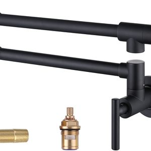 WOWOW Pot Filler Faucet Matte Black Commercial Wall Mount Stove Faucet