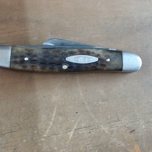 1965-1969 Case Peach Seed Jig Amber Bone Medium Stockman