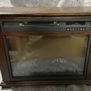Portable Dark Walnut 3-Quartz Infrared Fireplace Heater 
