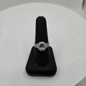  AAA Santa Maria Aquamarine and G-H SI Diamonds 2.30 ctw Ring in 18kt WG 5.45 Gr