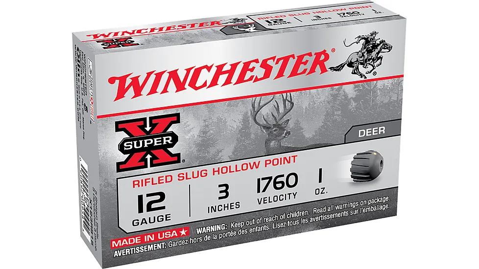 Winchester Super-X Shotshell 12 Gauge 1 oz 3in Centerfire Shotgun Slug Ammo, 15 