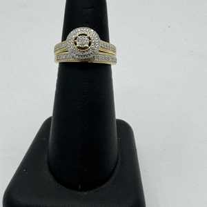 10k yellow gold 5.4g Halo setting diamond wedding set size 7