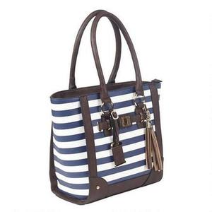 Bulldog Tote Style Purse w/Holster - Navy Stripe