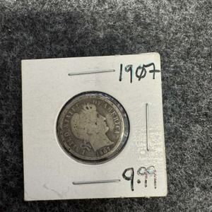 US 1907 Barber Dime 