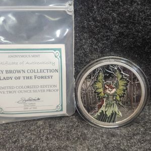 5 oz Proof Amy Brown Collection Lady Of The Forest Silver Round